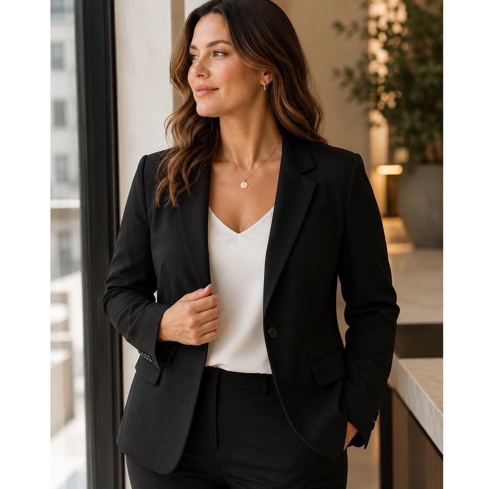 Universal Standard DESK TO DINNER Black Blazer Jacket Women 6-8 STRETCH‎ COMFORT